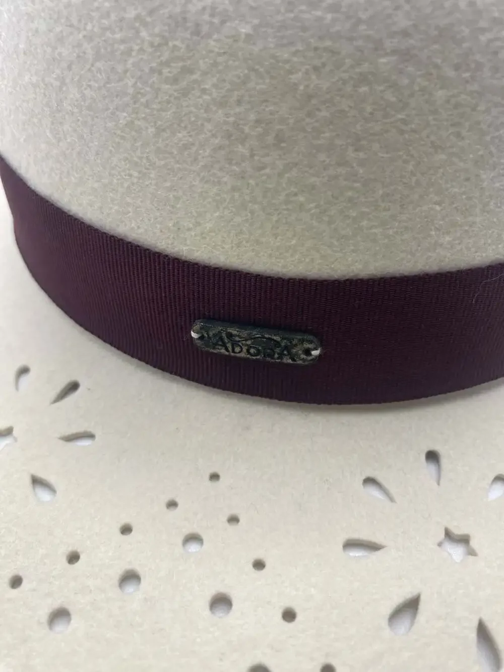 Adora Felt Sun Hat with Perforated Brim and Burgundy Band (hats)